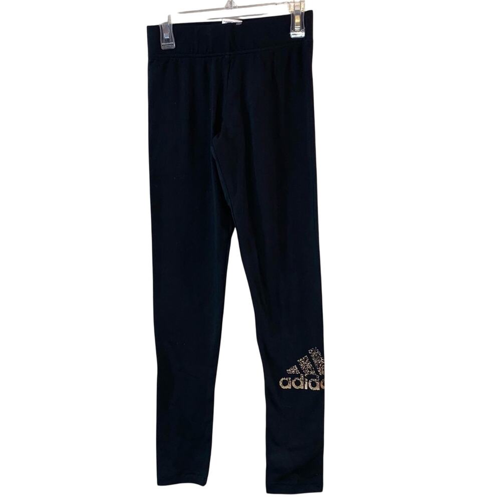 Adidas Black Rose Gold Logo Athletic Leggings XS New With Tags